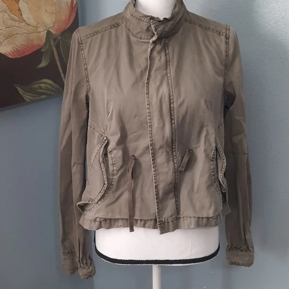 Free People Military Moto Green Lightweight Jacket - Picture 6 of 7
